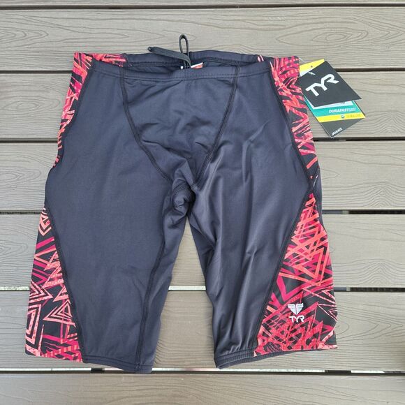 New TYR Men's Durafast Elixir Blade Splice Red/black  Jammer SZ 32 New - Picture 1 of 3